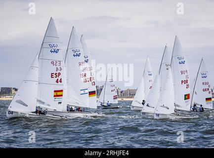 SCHEVENINGEN - image atmosphérique de la course aux médailles sur la section Mixed 470 pendant la septième journée des championnats du monde de voile. ANP SEM VAN DER WAL Banque D'Images