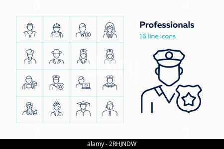 Jeu d'icônes de la gamme professionnelle Illustration de Vecteur