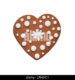 Biscuit en pain d'épice peint en forme de coeur Banque D'Images