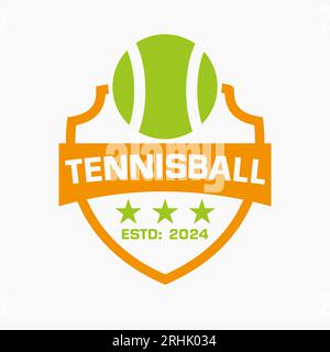 Concept de logo de balle de tennis avec symbole de bouclier et de ligue Illustration de Vecteur