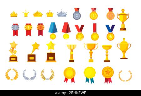 Ensemble d'illustrations vectorielles de trophées et de récompenses Illustration de Vecteur
