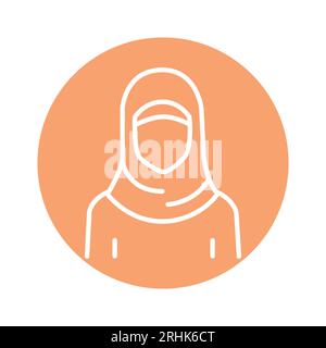 Femme arabe dans hijab amira ligne de couleur icône. Elément vectoriel isolé. Pictogramme de contour pour la page Web, l'application mobile, la promotion Illustration de Vecteur