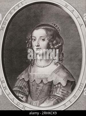 Maria Henrietta Stuart, 1631 - 1660. Fille de Charles Ier d'Angleterre et Henriette Marie de France. Mère du roi Guillaume III D'après la gravure de Crispijn van den Queborn d'après le portrait d'Anthony van Dyck. Banque D'Images