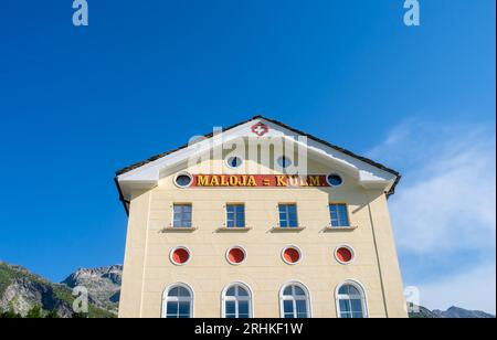 Malojapass, Suisse - 7 juillet 2023 : hôtel et restaurant Maloja Kulm au col de Maloja Banque D'Images