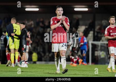 Cleethorpes, Royaume-Uni. 15 août 2023. Le milieu de terrain de Salford City Luke Bolton (24) lors du match Grimsby Town vs Salford City FC Sky Bet League 2 à Blundell Park, Cleethorpes, Royaume-Uni le 15 août 2023 Credit : Every second Media/Alamy Live News Banque D'Images