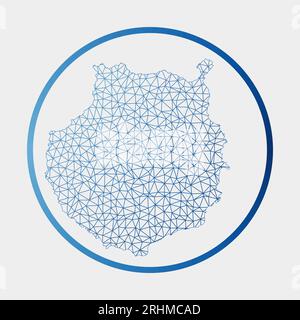 Icône Gran Canaria. Carte du réseau de l'île. Signe rond Gran Canaria avec anneau dégradé. Technologie, internet, réseau, concept de télécommunication. Illustration de Vecteur