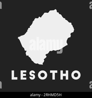 Icône Lesotho. Carte du pays sur fond sombre. Carte élégante du Lesotho avec le nom du pays. Illustration vectorielle. Illustration de Vecteur