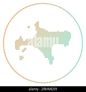 Badge numérique Ko Mak. Carte de style pointillé de Ko Mak en cercle. Icône technologique de l'île avec des points dégradés. Illustration vectorielle captivante. Illustration de Vecteur