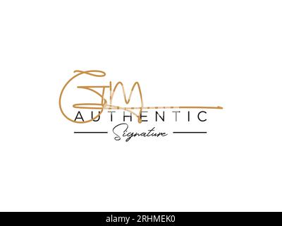 Modèle de logo de signature GM. Illustration de Vecteur