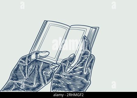 Dessin à la main du thème Hand Hold quran ramadan isolé sur fond blanc. Illustration de Vecteur