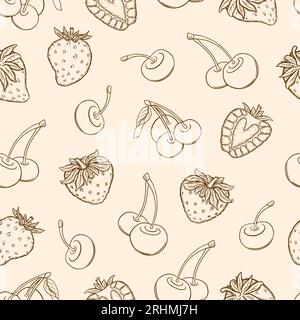 Motif sans couture de baie dessiné à la main sur fond clair. Illustration vectorielle. Illustration de Vecteur