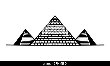 Pyramide ancien bâtiment noir et blanc illustration vectorielle simple. Illustration de Vecteur