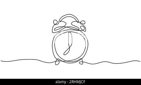 Horloge une ligne dessin minimaliste, illustration vectorielle continue à la main dessinée à sept heures par heure. Le temps de travailler ou d'aller à l'école. Illustration de Vecteur