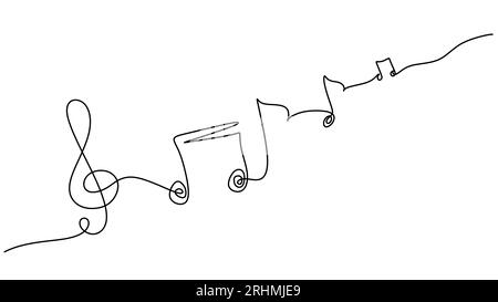 Dessin au trait continu de notes de musique. Illustration de Vecteur