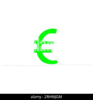 dessin continu d'une ligne de symbole vert euro-monnaie isolé sur fond blanc. Illustration de Vecteur
