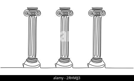 Colonnes grecques un dessin au trait continu. Architecture de bâtiment antique. Illustration de Vecteur