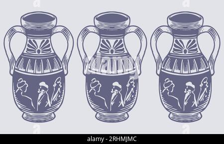 Noir et blanc antique grec Amphora Vector Illustration - élément de design vintage Illustration de Vecteur