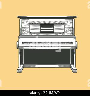 Instrument de piano dessiné à la main Doodle Vector Illustration en noir et blanc Illustration de Vecteur