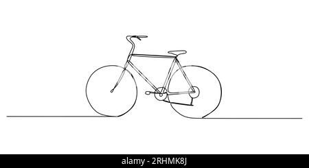 Continu unique une ligne de vélo vintage isolé sur fond blanc. Illustration de Vecteur