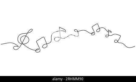 Vecteur de signe de musique simple. Dessin continu d'une ligne de notes, chanson, mélodie et élément de conception abstrait classique. Illustration Contour minimaliste s Illustration de Vecteur