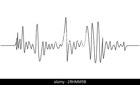 Vecteur d'onde de musique simple. Dessin continu d'une ligne. Ligne noire minimaliste isolée sur fond blanc. Illustration de Vecteur