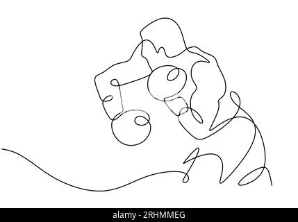 punch un dessin de ligne, boxer poinçonnant avec sa main. Dessin au trait continu dessiné à la main, illustration vectorielle isolée trait modifiable. Illustration de Vecteur