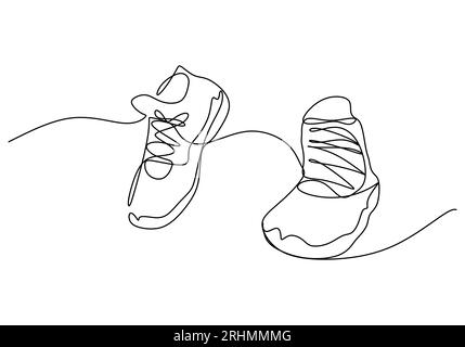 Chaussures de basket-ball One Line Drawing Continuous Hand Drawn Sport Theme Illustration de Vecteur