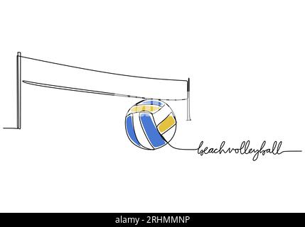 Volley-ball de plage une ligne dessin continu thème sportif dessiné à la main Illustration de Vecteur