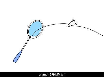 Raquette de badminton One Line Drawing : thème sportif continu dessiné à la main Illustration de Vecteur