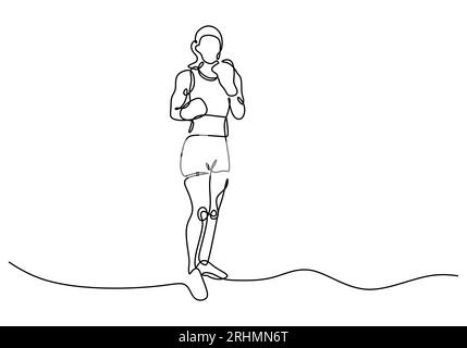 Portrait de femme boxer, boxe un thème de dessin de ligne, jeu de sport d'illustration vectorielle. Illustration de Vecteur