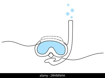 Lunettes de natation et de plongée en apnée One Line Drawing : dessin continu à la main Illustration de Vecteur