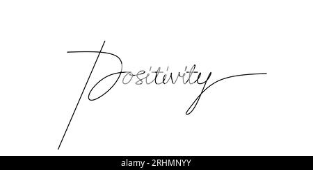 Une ligne continue dessin typographie dessin au trait de l'écriture de mot positivité isolé sur fond blanc. Illustration de Vecteur