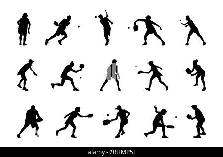 Silhouette de joueur de Pickleball Illustration de Vecteur