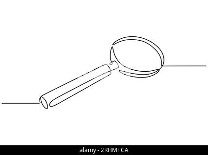Continue une seule ligne de loupe isolée sur fond blanc. Illustration de Vecteur