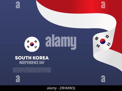 Affiche de bannière de fond du jour de l'indépendance de la corée du Sud pour la célébration nationale le 15 août. Illustration de Vecteur