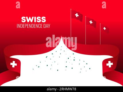 Affiche de bannière de fond de la journée de l'indépendance suisse pour la célébration nationale le 1 août. Illustration de Vecteur