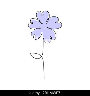 Une seule ligne continue de fleur de printemps de Phlox rampante avec la couleur grise isolée sur fond blanc. Illustration de Vecteur