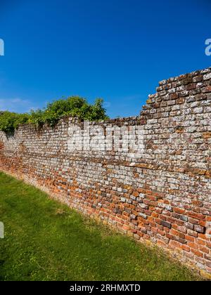 Mur de jardin en ruine. Old Tudor, jardin clos, Basing House, Old Basing, Basingstoke, Hampshire, Angleterre, Royaume-Uni, GB. Banque D'Images