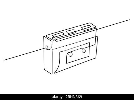 Une seule ligne continue de walkman isolé sur fond blanc. Illustration de Vecteur