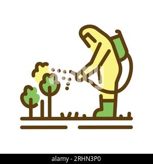 Élimination de l'icône de la ligne de couleur des insectes. Service de jardin. Contour modifiable. Illustration de Vecteur