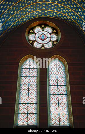 Vitraux à l'intérieur du Château de Blois, France Banque D'Images