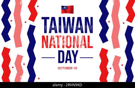 Le 10 octobre est célébré comme la fête nationale à Taiwan, avec des formes colorées et typographie. Toile de fond du concept de journée patriotique de Taiwan Banque D'Images