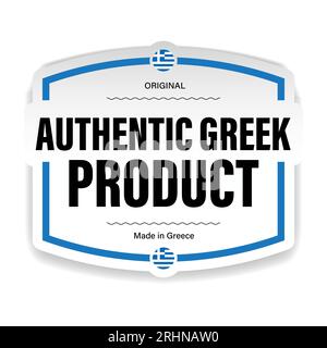 Signe d'étiquette de produit grec authentique fabriqué en Grèce Illustration de Vecteur