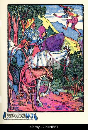 Don Quichotte de la Mancha, rencontre Cardenio, de Walter Crane, Don Quichotte est un roman épique espagnol de Miguel de Cervantes. Banque D'Images