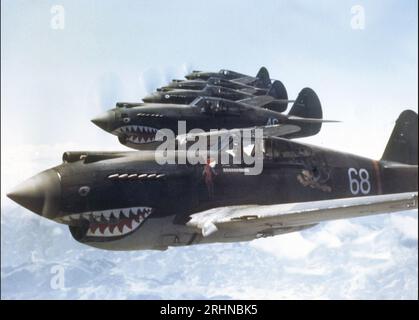 FLYING TIGERS Pilots of Hell's Angels, le 3rd Squadron du 1st American Volunteer Group en mai 1942 pilotant Curtis P-40B Warhawks Banque D'Images