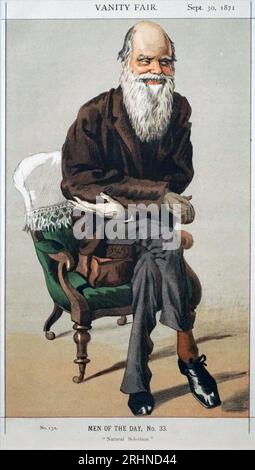 Charles Darwin du magazine Vanity Fair, 30 septembre 1871. Musée : COLLECTION PRIVÉE. Auteur : James Jacques Joseph Tissot. Banque D'Images