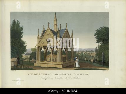 Vue du tombeau d'Héloïse et d'Abélard au cimetière du Père-Lachaise. Musée : COLLECTION PRIVÉE. Auteur : Henri Courvoisier-voisin. Banque D'Images