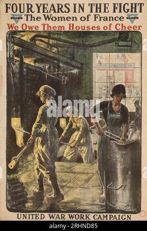 Quatre ans dans le combat - les femmes de France. Musée : COLLECTION PRIVÉE. Auteur : Lucien Hector Jonas. Banque D'Images