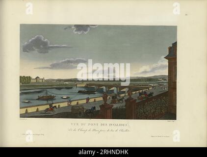 Vue du Pont des Invalides et du champ-de-Mars, prise du bas de la colline de Chaillot. Musée : COLLECTION PRIVÉE. Auteur : Henri Courvoisier-voisin. Banque D'Images