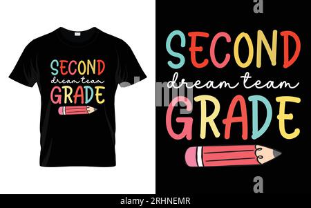 2e année Dream Team Retour à l'école typographie t shirt design Vector Illustration de Vecteur